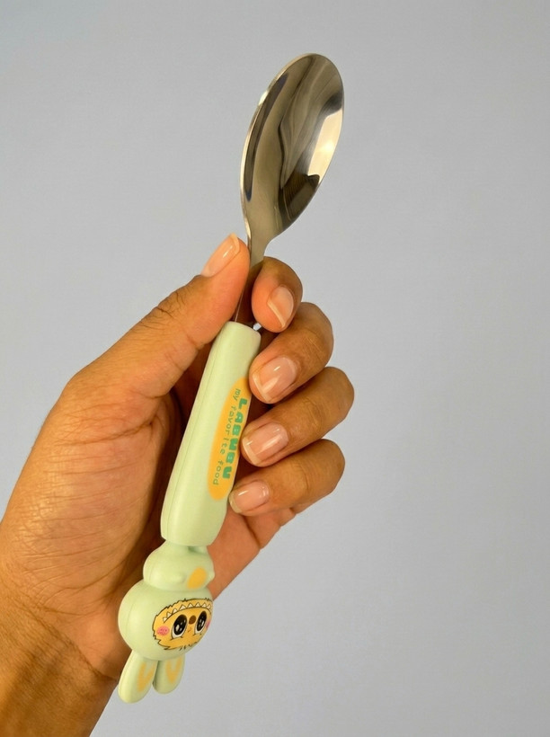 ست قاشق و چنگال استیل کودک طرح لبوبو (Labubu) اورجینال جعبهدار