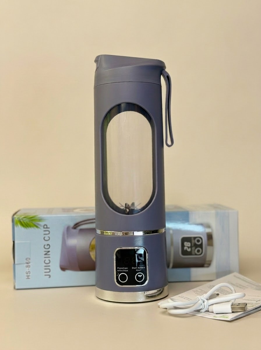 شیکر اسموتی ساز شارژی 12 تیغه مدل HS-860 ظرفیت 450 میلی لیتر (مخلوط‌کن همراه و اسموتی‌ساز)